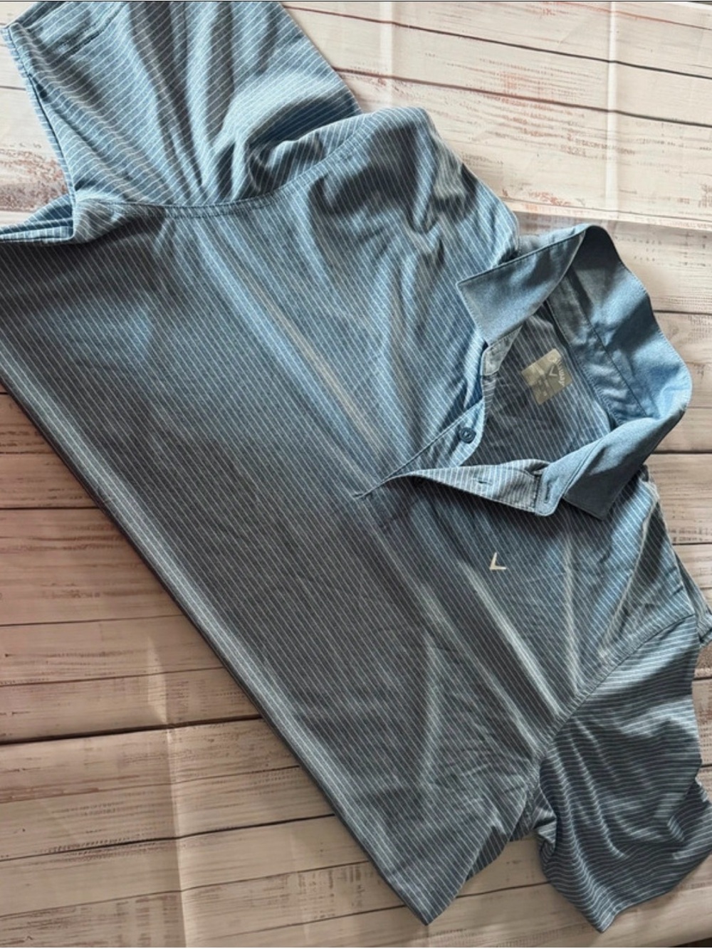 Gray Striped Golf Polo